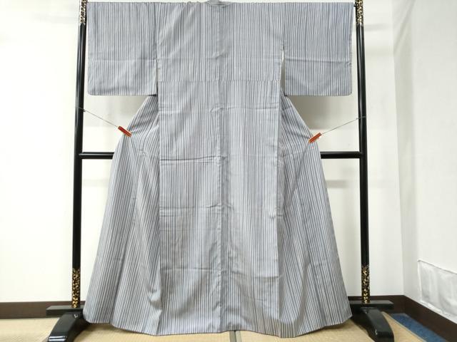 平和屋着物●上質な小紋　紬地　縞　正絹　逸品　CABA6150yc