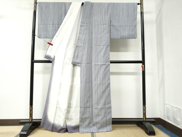 平和屋着物●上質な小紋　紬地　縞　正絹　逸品　CABA6150yc