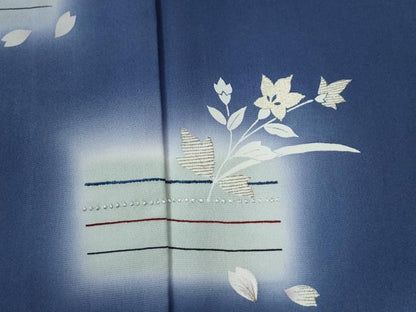 平和屋着物●訪問着　総刺繍　短冊草花文　暈し染め　金糸　正絹　逸品　CABA6161yc