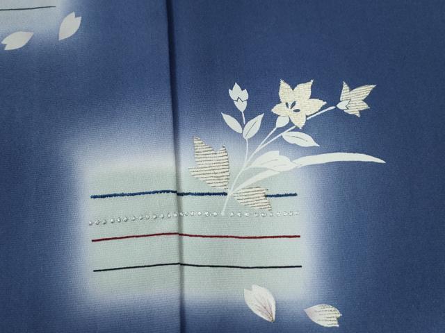 平和屋着物●訪問着　総刺繍　短冊草花文　暈し染め　金糸　正絹　逸品　CABA6161yc