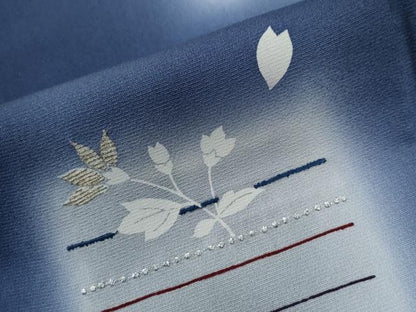 平和屋着物●訪問着　総刺繍　短冊草花文　暈し染め　金糸　正絹　逸品　CABA6161yc