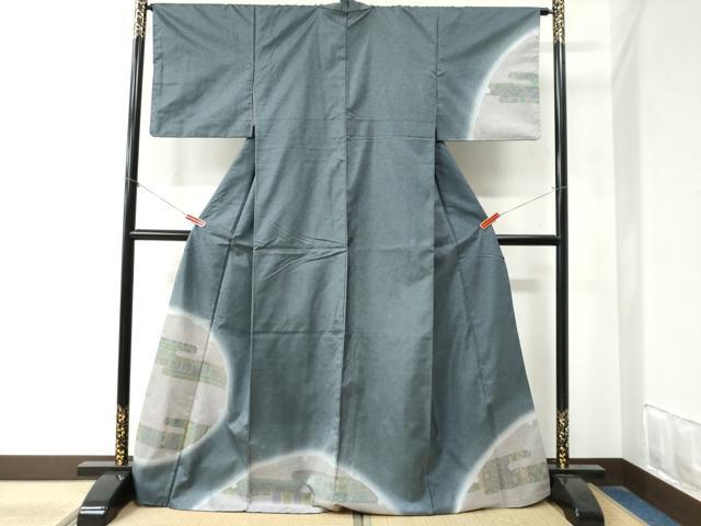 平和屋着物●訪問着　本場染大島紬　雪輪鹿の子霞吉祥文　正絹　逸品　CABA6165yc