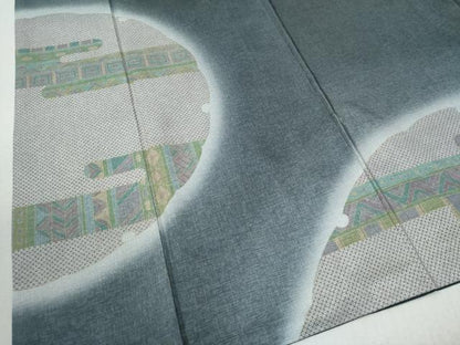 平和屋着物●訪問着　本場染大島紬　雪輪鹿の子霞吉祥文　正絹　逸品　CABA6165yc