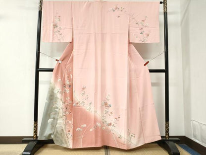 平和屋着物●訪問着　枝花文　暈し染め　金彩　正絹　逸品　CABA6167yc