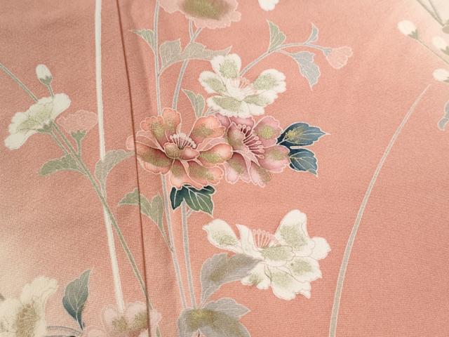 平和屋着物●訪問着　枝花文　暈し染め　金彩　正絹　逸品　CABA6167yc