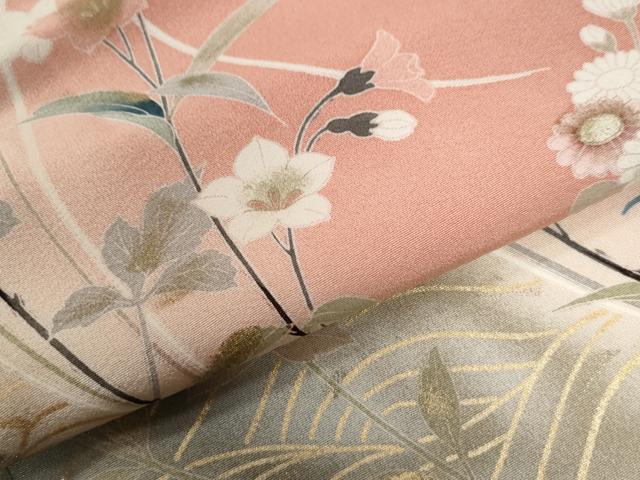 平和屋着物●訪問着　枝花文　暈し染め　金彩　正絹　逸品　CABA6167yc