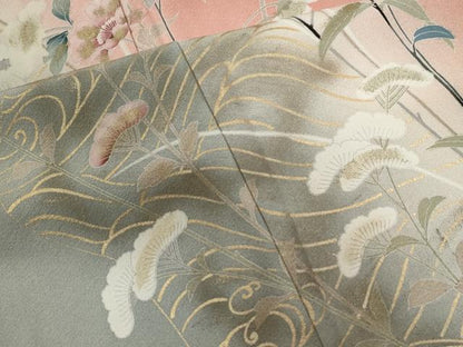 平和屋着物●訪問着　枝花文　暈し染め　金彩　正絹　逸品　CABA6167yc