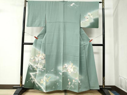 平和屋着物●訪問着　色紙重ね扇草花文　暈し染め　さが美扱い　正絹　逸品　CABA6175yc