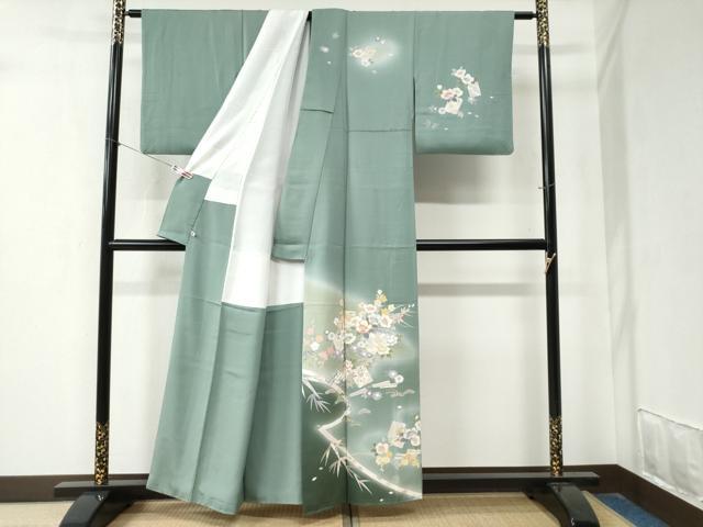 平和屋着物●訪問着　色紙重ね扇草花文　暈し染め　さが美扱い　正絹　逸品　CABA6175yc