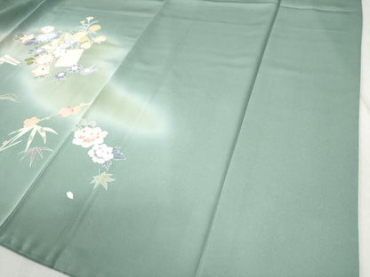 平和屋着物●訪問着　色紙重ね扇草花文　暈し染め　さが美扱い　正絹　逸品　CABA6175yc