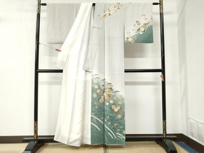 平和屋着物●訪問着 網目草花文 金彩 正絹 逸品 CABA6177yc