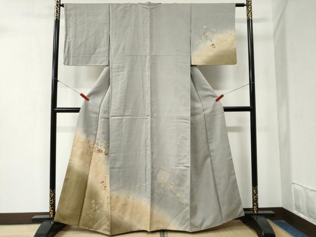 平和屋着物●訪問着　総刺繍　雪輪枝花文　暈し染め　金彩　正絹　逸品　CABA6180yc