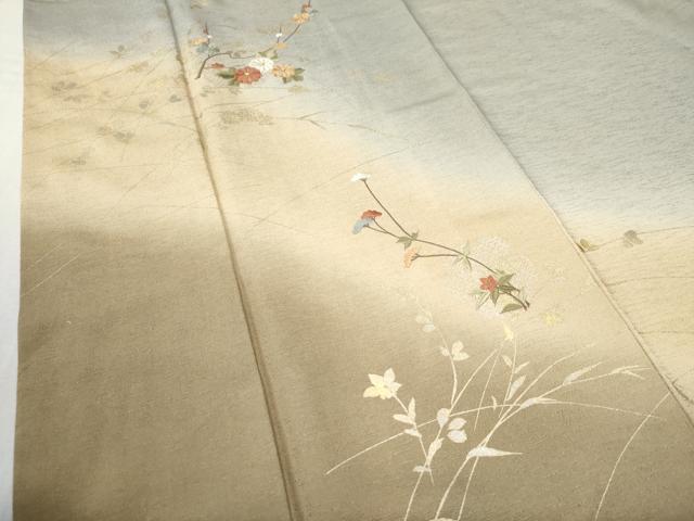 平和屋着物●訪問着　総刺繍　雪輪枝花文　暈し染め　金彩　正絹　逸品　CABA6180yc
