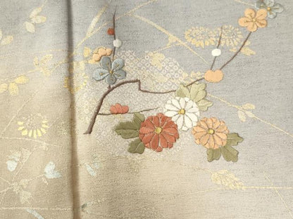 平和屋着物●訪問着　総刺繍　雪輪枝花文　暈し染め　金彩　正絹　逸品　CABA6180yc