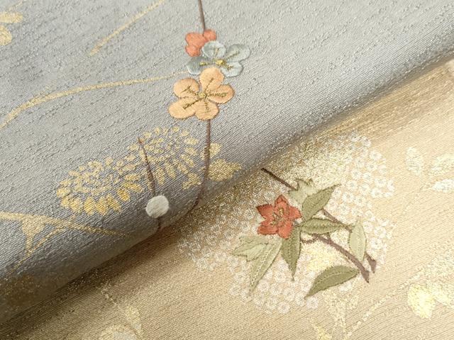 平和屋着物●訪問着　総刺繍　雪輪枝花文　暈し染め　金彩　正絹　逸品　CABA6180yc