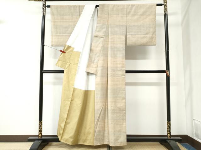 平和屋着物●紅花紬　米沢　格子柄　正絹　逸品　CABA6187yc