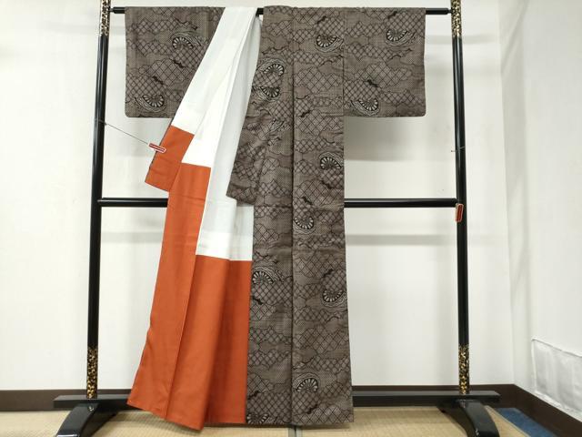平和屋着物●本場大島紬　7マルキ　雲重ね片輪車吉祥文　正絹　逸品　CABA6193yc