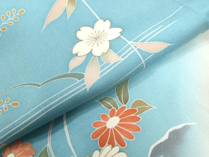 平和屋着物●創業460年・千總　訪問着　駒刺繍　流水松竹梅牡丹花文　暈し染め　金彩　正絹　逸品　CABA6199yc
