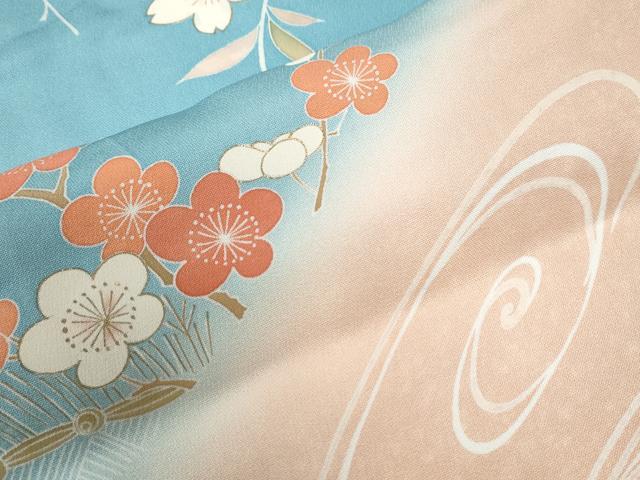 平和屋着物●創業460年・千總　訪問着　駒刺繍　流水松竹梅牡丹花文　暈し染め　金彩　正絹　逸品　CABA6199yc
