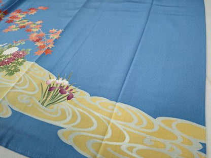 平和屋着物●本加賀友禅作家　鶴見保次　訪問着　竜田川草花文　薄花色　三越扱い　正絹　逸品　CABA6203yc
