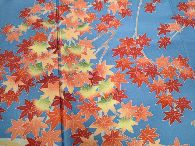 平和屋着物●本加賀友禅作家　鶴見保次　訪問着　竜田川草花文　薄花色　三越扱い　正絹　逸品　CABA6203yc