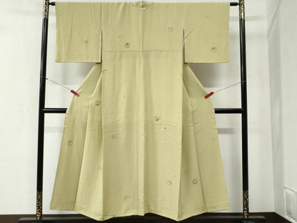 平和屋着物●上質な小紋　総刺繍　花唐草丸文　金糸　正絹　逸品　CABA6208yc