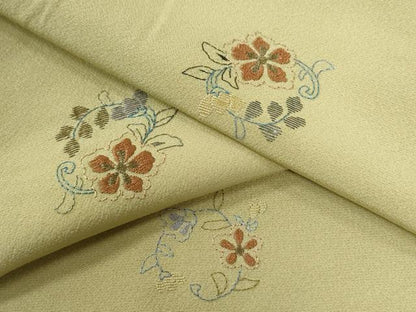 平和屋着物●上質な小紋　総刺繍　花唐草丸文　金糸　正絹　逸品　CABA6208yc