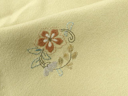 平和屋着物●上質な小紋　総刺繍　花唐草丸文　金糸　正絹　逸品　CABA6208yc