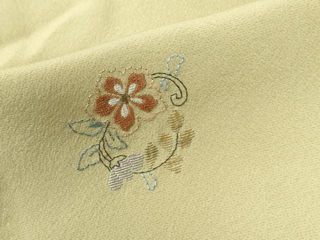 平和屋着物●上質な小紋　総刺繍　花唐草丸文　金糸　正絹　逸品　CABA6208yc