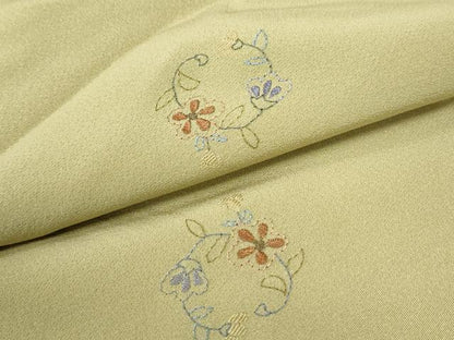平和屋着物●上質な小紋　総刺繍　花唐草丸文　金糸　正絹　逸品　CABA6208yc