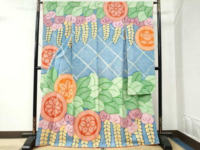 平和屋着物●豪華振袖　総絞り　枝垂れ花丸文　正絹　逸品　CABA6215yc