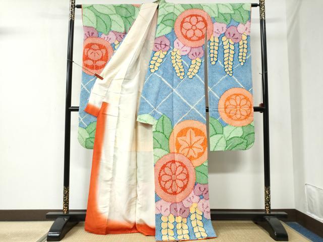平和屋着物●豪華振袖　総絞り　枝垂れ花丸文　正絹　逸品　CABA6215yc
