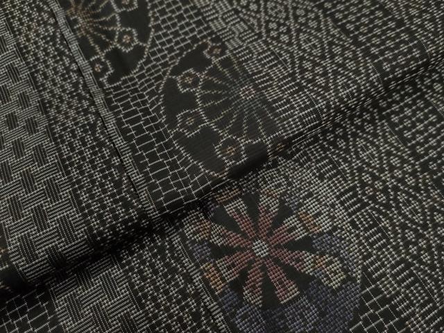 平和屋着物○本場大島紬 9マルキ 源氏車吉祥間道 正絹 逸品 CABA6222yc