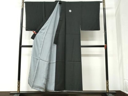 平和屋着物●男性　黒紋付　羽織セット　正絹　逸品　未使用　CABA6233yc