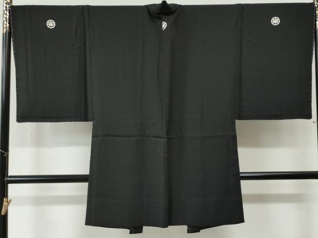 平和屋着物●男性　黒紋付　羽織セット　正絹　逸品　未使用　CABA6233yc