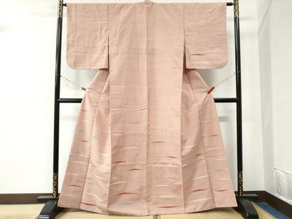 平和屋着物●訪問着　背抜き仕立て　紬地　霞文　正絹　逸品　CABA6235yc