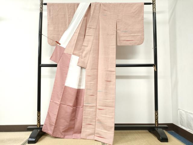 平和屋着物●訪問着　背抜き仕立て　紬地　霞文　正絹　逸品　CABA6235yc