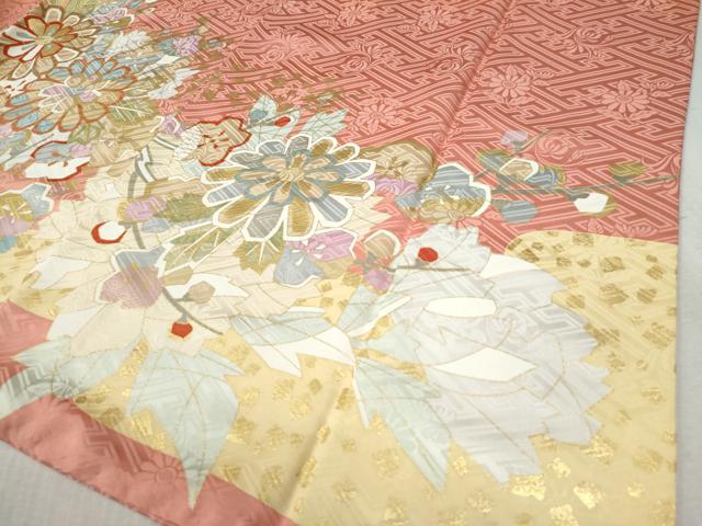 平和屋着物○豪華振袖 駒刺繍 枝花文 金彩 正絹 逸品 CABA6242yc