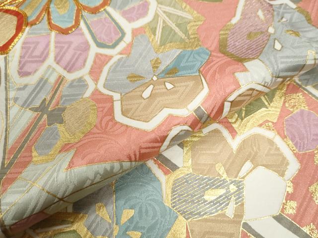 平和屋着物●豪華振袖　駒刺繍　枝花文　金彩　正絹　逸品　CABA6242yc 平和屋着物○豪華振袖 駒刺繍 枝花文 金彩 正絹 逸品 CABA6242yc