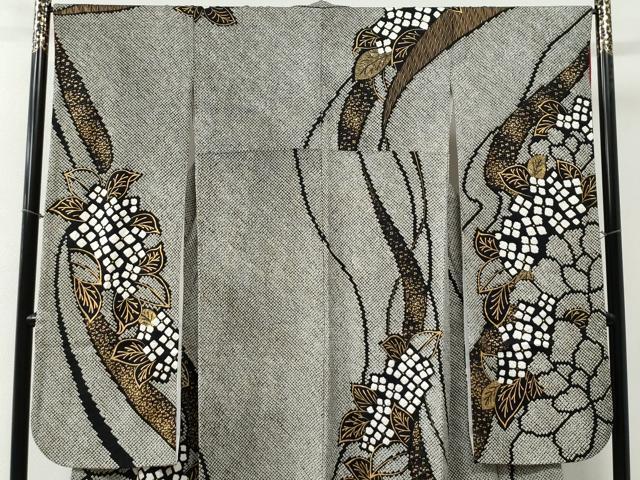 平和屋着物●豪華振袖　総絞り　草花文　黒地　金彩　正絹　逸品　CABA6256yc 平和屋着物○豪華振袖 総絞り 草花文 黒地 金彩 正絹 逸品 CABA6256yc