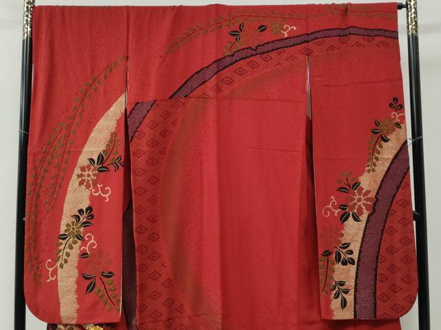 平和屋着物○豪華振袖 駒刺繍 絞り 花唐草文 金彩 正絹 逸品 CABA6260yc