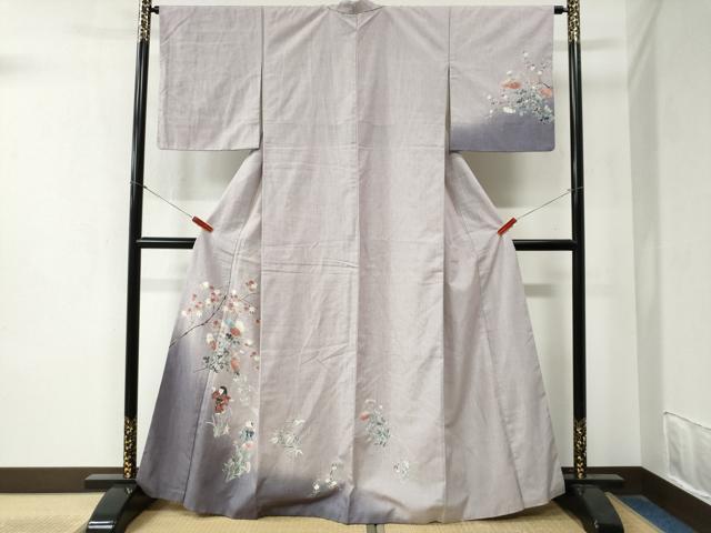 平和屋着物●訪問着 紬地 友禅 童子遊び 正絹 逸品 CABA6270yc