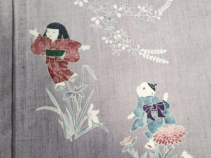 平和屋着物●訪問着 紬地 友禅 童子遊び 正絹 逸品 CABA6270yc