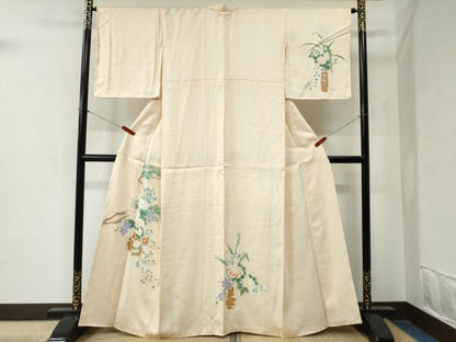 平和屋着物●訪問着　枝松花文　正絹　逸品　CABA6279yc