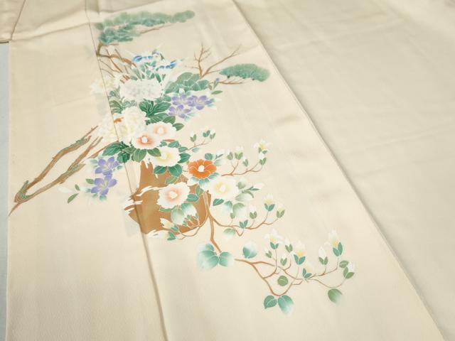 平和屋着物●訪問着　枝松花文　正絹　逸品　CABA6279yc