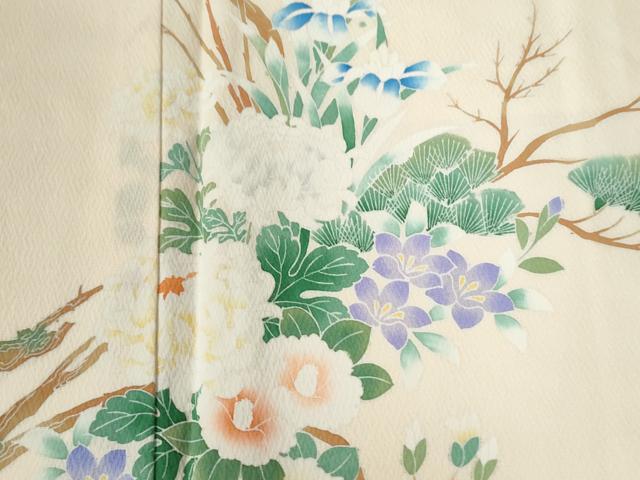 平和屋着物●訪問着　枝松花文　正絹　逸品　CABA6279yc