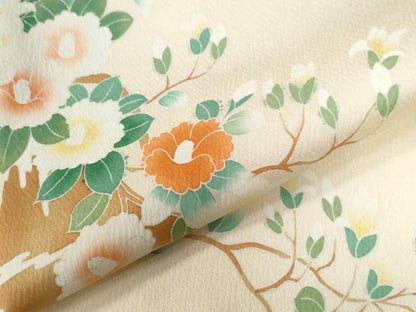 平和屋着物●訪問着　枝松花文　正絹　逸品　CABA6279yc