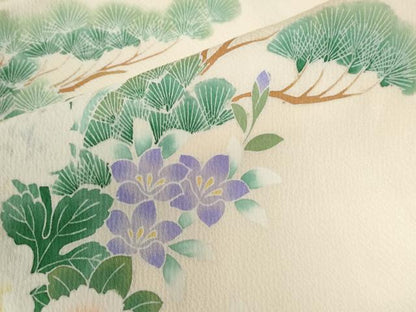 平和屋着物●訪問着　枝松花文　正絹　逸品　CABA6279yc