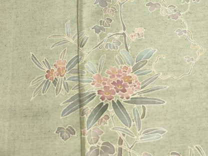 平和屋着物●訪問着 紬地 枝花文 正絹 逸品 CABA6286yc