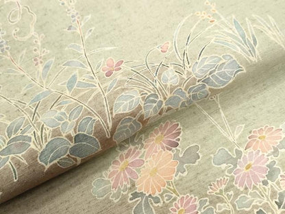 平和屋着物●訪問着 紬地 枝花文 正絹 逸品 CABA6286yc